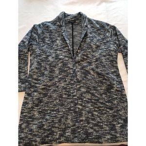 Lane Bryant Blue White Open Front Cardigan Shacket Marbled Cotton Blend Sz 18 20